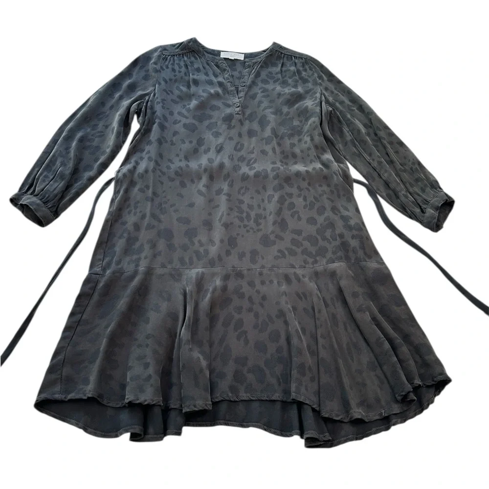 Bella Dahl Girls Leopard Print Charcoal Dress Girls Size 14